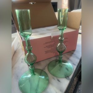 Poketo Glass Candlestick Holder Set Of 2